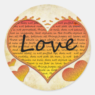 Liefde 1 Corinthians 13 Harten Ronde Sticker