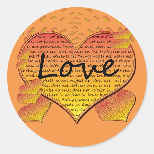 Liefde 1 Corinthians 13 Harten Ronde Sticker (Voorkant)