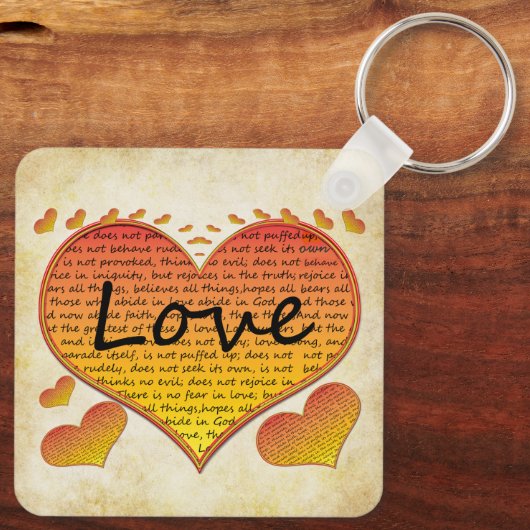 Liefde 1 Corinthians 13 Harten Sleutelhanger (Achterkant)
