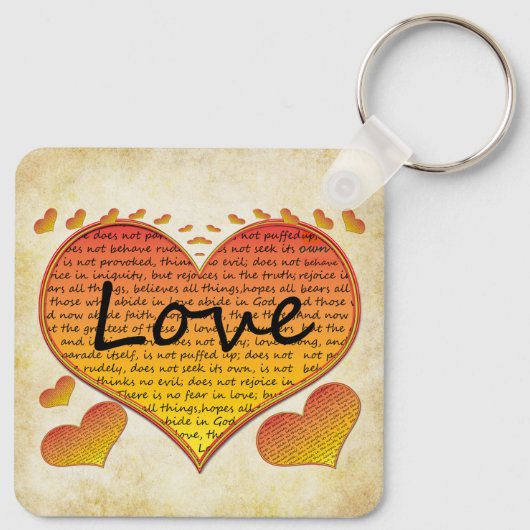 Liefde 1 Corinthians 13 Harten Sleutelhanger (Achterkant)