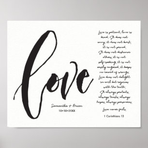 Liefde, 1 Kor. 13, Koppelnaam, Modern Schrift Poster