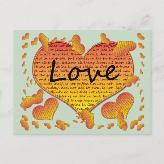 Liefde 1 Korintiërs 13 Harten Briefkaart (Voorkant)
