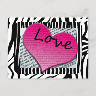 Liefde 1 Korintiërs 13 Harten Roze Zebra Briefkaart