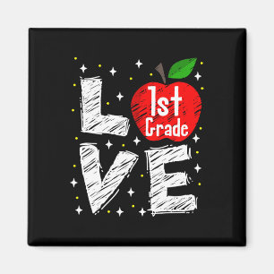 Liefde 1e klas appel leuk shirt terug naar school magneet