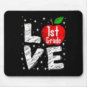Liefde 1e klas appel leuk shirt terug naar school muismat
