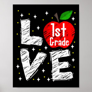 Liefde 1e klas appel leuk shirt terug naar school poster