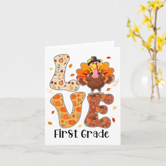 Liefde 1e klas Teacher Life Thanksgiving Herfst Tu Kaart (Gele Bloem)