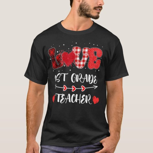 Liefde 1st-graad leraar hartklaploper buffalo t-shirt (Voorkant)