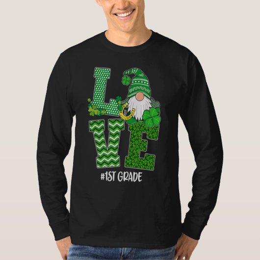 Liefde 1st grade Gnome Funny St Patricks Day T-shirt (Voorkant)