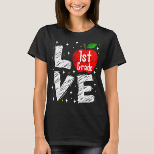 Liefde 1ste klas Pple grappig terug naar schooller T-shirt