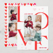 LIEFDE 3 Foto Valentijnsdag Kaart in rood & roze (Voorkant / Achterkant)