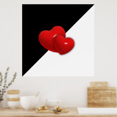 liefde-489522 Zwarte witte driehoek rode harten ac Poster (Keuken)