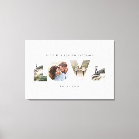Liefde 4 foto eenvoudig modern gepersonaliseerd ca canvas afdruk (Voorkant)