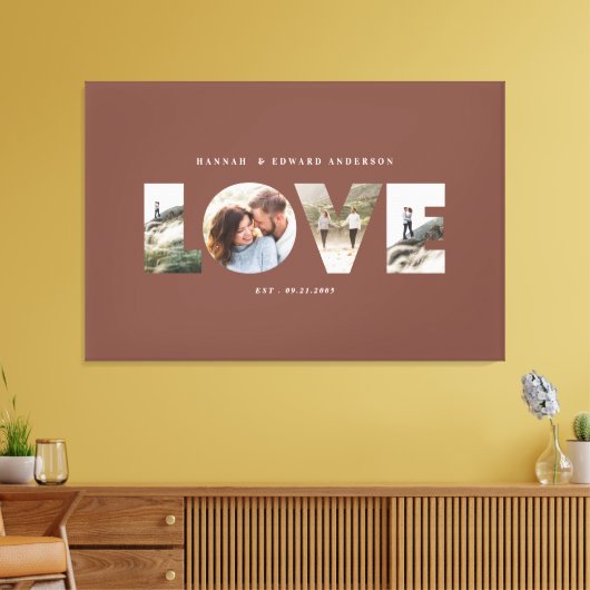 Liefde 4 foto eenvoudig modern gepersonaliseerd ca canvas afdruk (Insitu (Woonkamer))