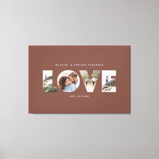 Liefde 4 foto eenvoudig modern gepersonaliseerd ca canvas afdruk (Voorkant)