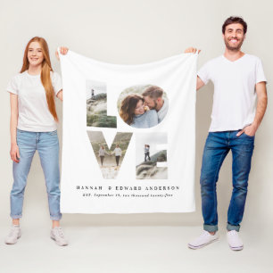 Liefde 4 foto eenvoudig modern gepersonaliseerd ca fleece deken