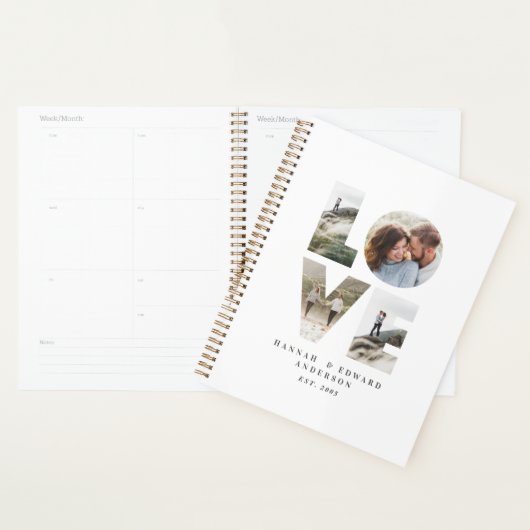 Liefde 4 foto eenvoudig modern gepersonaliseerd ca planner (Display)