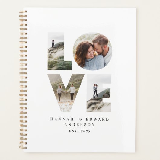 Liefde 4 foto eenvoudig modern gepersonaliseerd ca planner (Voorkant)