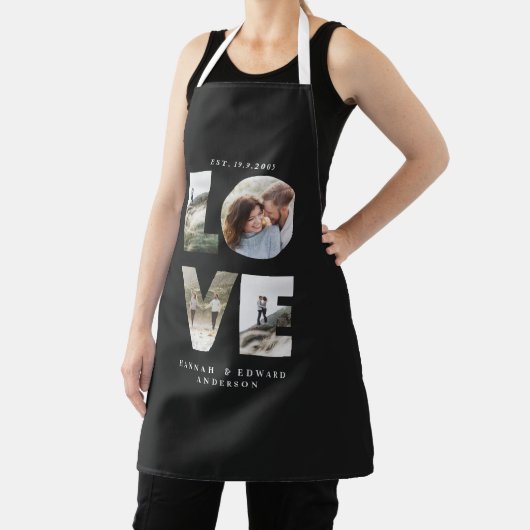 Liefde 4 foto eenvoudig modern gepersonaliseerd ca schort (Insitu)