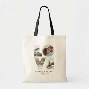 Liefde 4 foto eenvoudig modern gepersonaliseerd ca tote bag