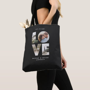 Liefde 4 foto eenvoudig modern gepersonaliseerd ca tote bag