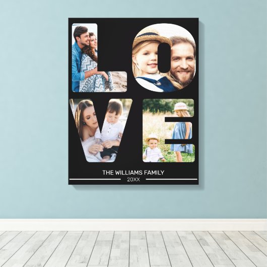 Liefde 4 Foto Eenvoudig Modern Gepersonaliseerd Gi Canvas Afdruk (Insitu (Houten vloer))