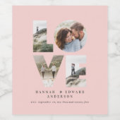 Liefde 4 foto eenvoudig modern gepersonaliseerd ro wijn etiket (Enkel label)