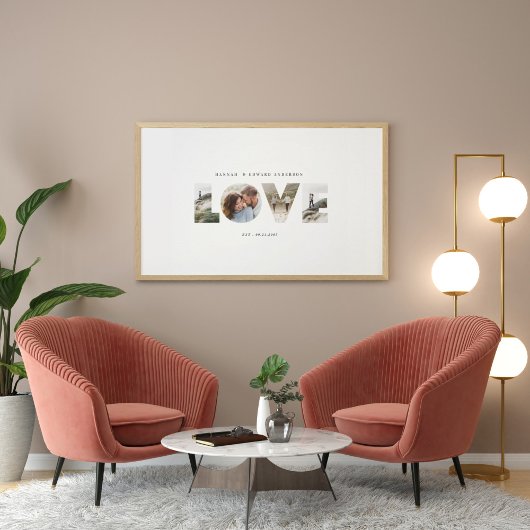 Liefde 4 foto eenvoudig modern persoonlijk cadeau canvas afdruk