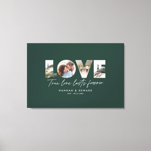 Liefde 4 foto modern minimaal gepersonaliseerd gro canvas afdruk (Voorkant)