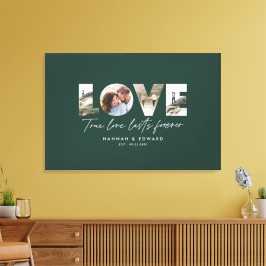 Liefde 4 foto modern minimaal gepersonaliseerd gro canvas afdruk (Insitu (Woonkamer))