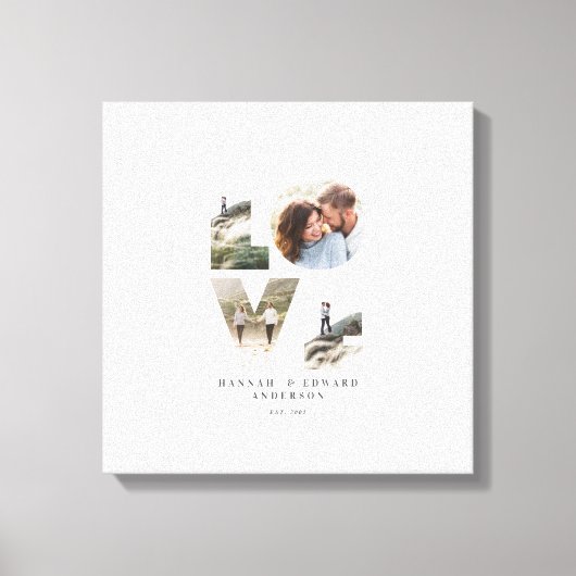 Liefde 4 foto modern, minimaal persoonlijk cadeau canvas afdruk (Voorkant)