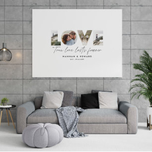 Liefde 4 foto modern, minimaal persoonlijk cadeau canvas afdruk