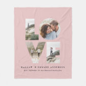 Liefde 4 foto roze moderne gepersonaliseerde gave fleece deken (Voorkant)