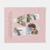 Liefde 4 foto roze moderne gepersonaliseerde gave fleece deken (Voorkant (Horizontaal))