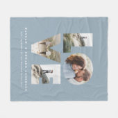 Liefde 4 foto's stoffig blauw modern gepersonalise fleece deken (Voorkant (Horizontaal))