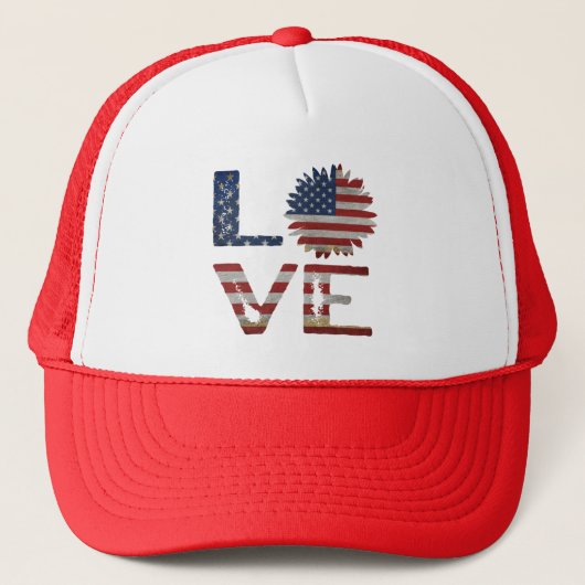 LIEFDE 4DE JULI PATRIOTISCH GESCHENK TRUCKER PET (Voorkant)