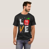 Liefde 4e klas appel terug naar school leraar t-shirt (Voorkant volledig)