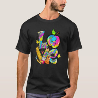 Liefde 5de graad Apple Tie Dye Leopard Teacher Bac T-shirt