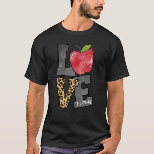 Liefde 5e klas leraar Vijfde klas leraar Apple L T-shirt (Voorkant)
