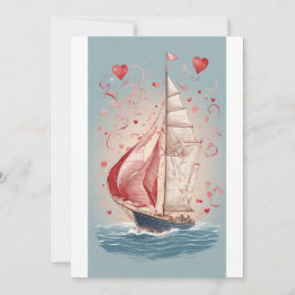 Liefde aan de horizon: Valentijnsdag Sailboat Gree Feestdagenkaart