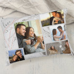 Liefde - Aangepast 5 fotocollage - Grijze witte ma Accent Kussen<br><div class="desc">Stijlvol accentuwandel dat u kunt personaliseren met 5 van uw favoriete foto's. De sjabloon is opstelling klaar voor u om uw foto's toe te voegen, die van links naar rechts werken. Uw foto's worden geplaatst tegen een moderne waterverf marmer in grijs en wit, met een elegant geometrisch ontwerp in grijs...</div>