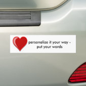 Liefde - Aangepast rood hart voegt Jouw tekst toe Bumpersticker (Op auto)