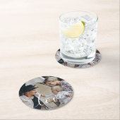 'Liefde' Aangepaste familiefoto met aangepaste naa Ronde Kartonnen Onderzetter (Insitu)