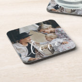 'Liefde' Aangepaste familiefoto met eigen naam Bier Onderzetter (Linkerzijde)