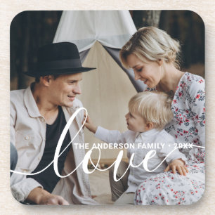 'Liefde' aangepaste familiefoto met eigen naam Bier Onderzetter