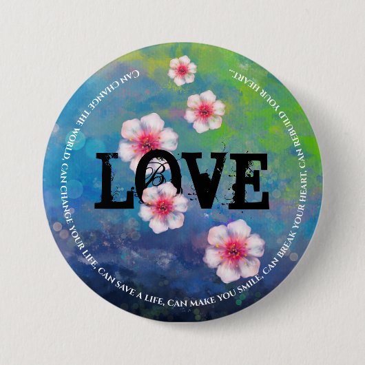 Liefde aanpassen met abstracte lievelingskunst ronde button 7,6 cm (Voorkant)