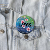 Liefde aanpassen met abstracte lievelingskunst ronde button 7,6 cm (In situ)