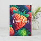 Liefde aardbeienkaart voor liefhebbers feestdagenkaart (Staand voorkant)