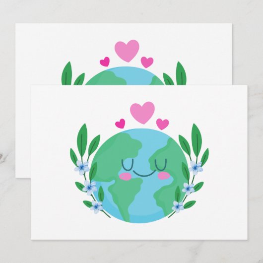 Liefde Aarde Glimlachend Kaart (Voorkant / Achterkant)