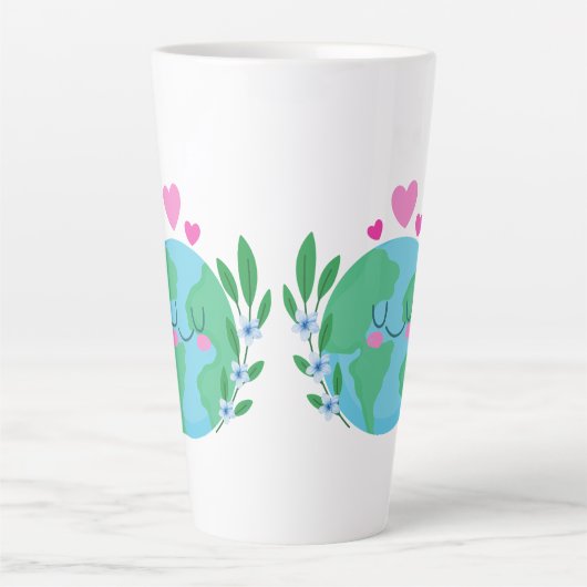 Liefde Aarde Glimlachend Latte Mok (Voorkant)